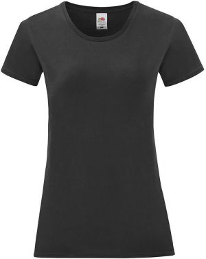 Iconic Black Women's T-shirt in combed cotton Fruit of the Loom