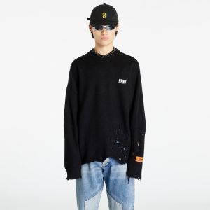 HERON PRESTON Shredded Knit Crewneck Black/ White