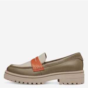 Beige-khaki women's leather loafers Tamaris - Women