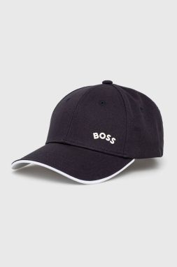 Bavlnená čiapka BOSS Boss Athleisure , tmavomodrá farba, jednofarebná