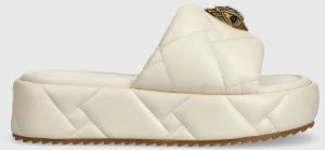 Kožené šľapky Kurt Geiger London Kensington Puff Flatform dámske, béžová farba, na platforme, 2017841109