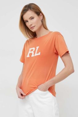 Bavlnené tričko Polo Ralph Lauren oranžová farba