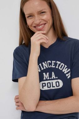 Bavlnené tričko Polo Ralph Lauren tmavomodrá farba