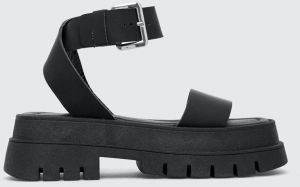 Kožené sandále Charles Footwear Jinny dámske, čierna farba, na platforme, Jinny.Sandal