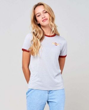 T-Shirt Rip Curl RINGER TEE Light Grey Heat