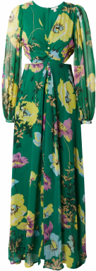 Oasis Šaty 'Soft Floral Button Detail Cut Out Maxi D'  smaragdová / zmiešané farby