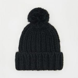 Reserved - Čiapka beanie s brmbolcom - Čierna