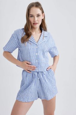 DEFACTO Oversize Fit Pyjamas Collar Crinkle Short Sleeve Shirt