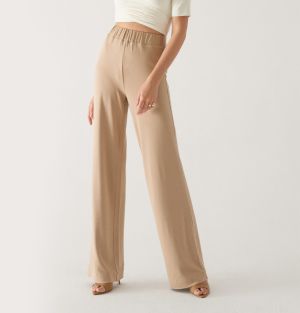 Wide Leg Knit Pants Beige