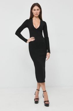 Šaty Victoria Beckham čierna farba, midi, priliehavá