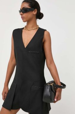 Šaty s prímesou vlny Victoria Beckham čierna farba, mini, priliehavá