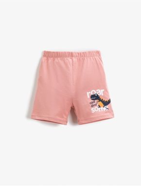 Koton Boy's Dinosaur Print Shorts with Elastic Waist Cotton.