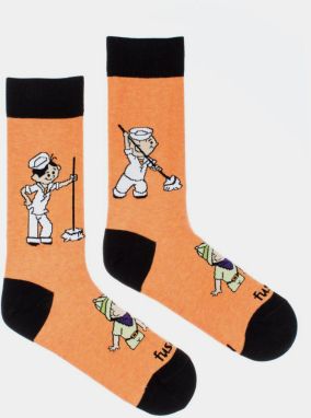 Oranžové vzorované ponožky Fusakle Lolek a Bolek