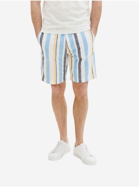 Tom Tailor White and Blue Mens Striped Shorts - Men