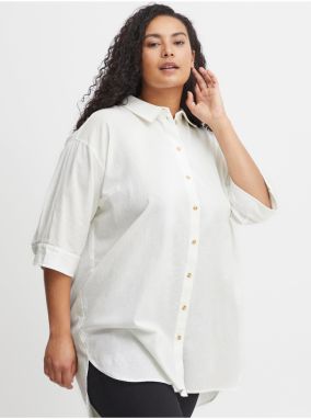 White Ladies Shirt with Linen Fransa - Ladies