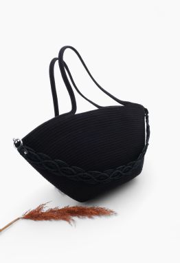 Marjin Women's Handmade Knitted Shoulder Bag Merde Black