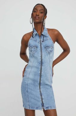 Rifľové šaty Moschino Jeans mini, rovný strih