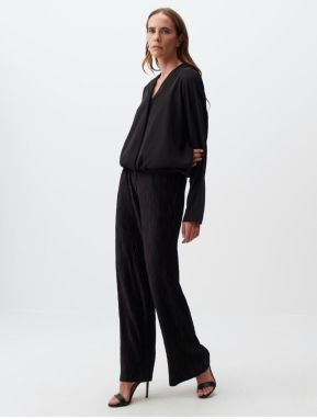 Jimmy Key Black High Waist Wide Leg Pleated Trousers