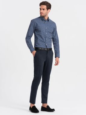 Ombre Men's fine pattern SLIM FIT shirt - navy blue