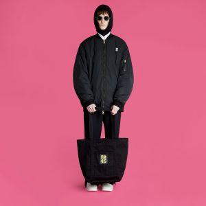 RAF SIMONS Bomber Jacket With Print And Badge Black