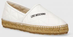 Kožené espadrilky Love Moschino biela farba, JA10582G0IIE0100