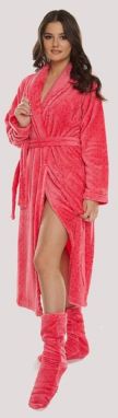 Bathrobe De Lafense 548 Melanie S-2XL long women's raspberry-dots 101