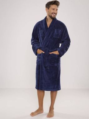 Bathrobe De Lafense 811 Plush M-2XL men's navy blue 059