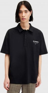 Bavlnené polo tričko AllSaints UNDERGROUND SS POLO čierna farba, s potlačou, M047PA