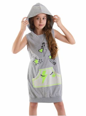 mshb&g We Rock Girls' Gray Melange Hooded Dress