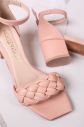 Ružové kožené sandále na hrubom podpätku Conrado galéria