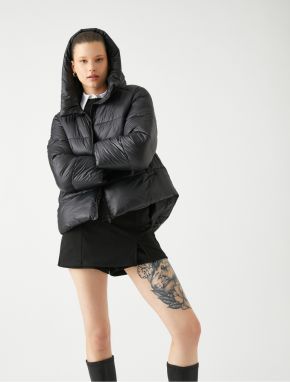 Koton Puffer Coat Hooded Zipper Pocket Detailed