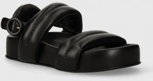 Kožené sandále AGL JANE dámske, čierna farba, na platforme, D685004PGSOFTY0000