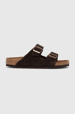 Semišové šľapky Birkenstock Arizona pánske, hnedá farba, 1027077