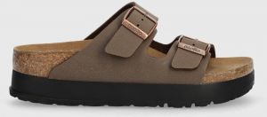 Šľapky Birkenstock Arizona Platform Flex dámske, hnedá farba, na platforme, 1027417