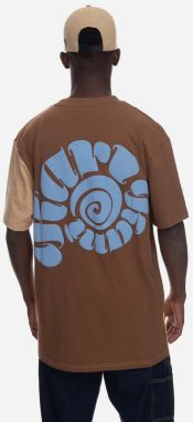 Bavlnené tričko Karl Kani Signature Block Tee 6037512-BROWN, hnedá farba, vzorované