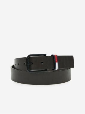 Tmavohnedý pánsky kožený opasok Tommy Jeans Flag Belt 3.5