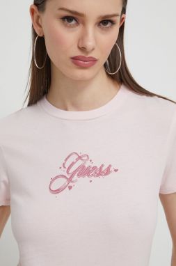 Bavlnené tričko Guess Originals dámsky, ružová farba
