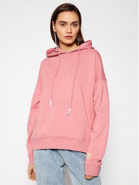 One Teaspoon Mikina Smiley Face Batwing Hoody 23944 Ružová Regular Fit