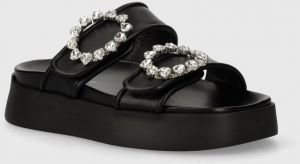 Šľapky Chiara Ferragni Sandal Infinity Love dámske, čierna farba, na platforme, CF3365_001