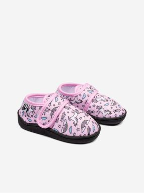 Ružové dievčenské veselé papuče Dedoles Dúhový jednorožec