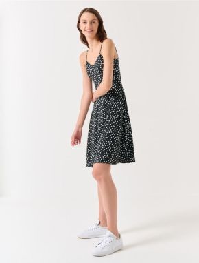 Jimmy Key Black Floral Patterned Woven Dress with Straps