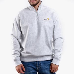 Carhartt Half Zip American Script I027014 ASH HEATHER