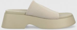 Šľapky Steve Madden Throw back dámske, šedá farba, na platforme, SM11002450