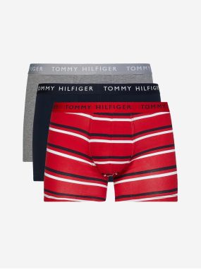 Sada troch pánskych boxeriek v šedej, modrej a červenej farbe Tommy Hilfiger