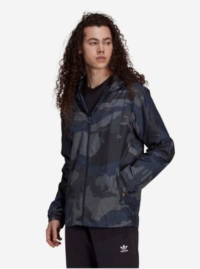 Blue-Black Mens Patterned Light Hooded Jacket adidas Originals Camo W - Men