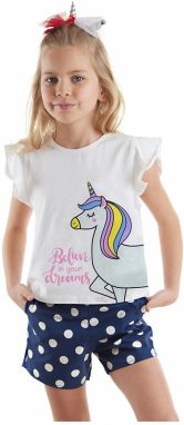 Denokids Sim Unicorn Girls Kids T-Shirt Poplin Shorts Set