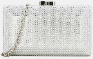 Strieborná spoločenská clutch kabelka Dara