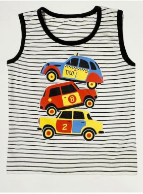 Denokids Taxi Boys Stripe Sleeveless T-shirt