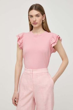 Bavlnené tričko Silvian Heach ružová farba
