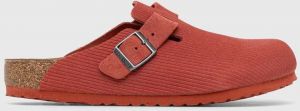 Semišové šľapky Birkenstock Boston Corduroy pánske, červená farba, 1025645